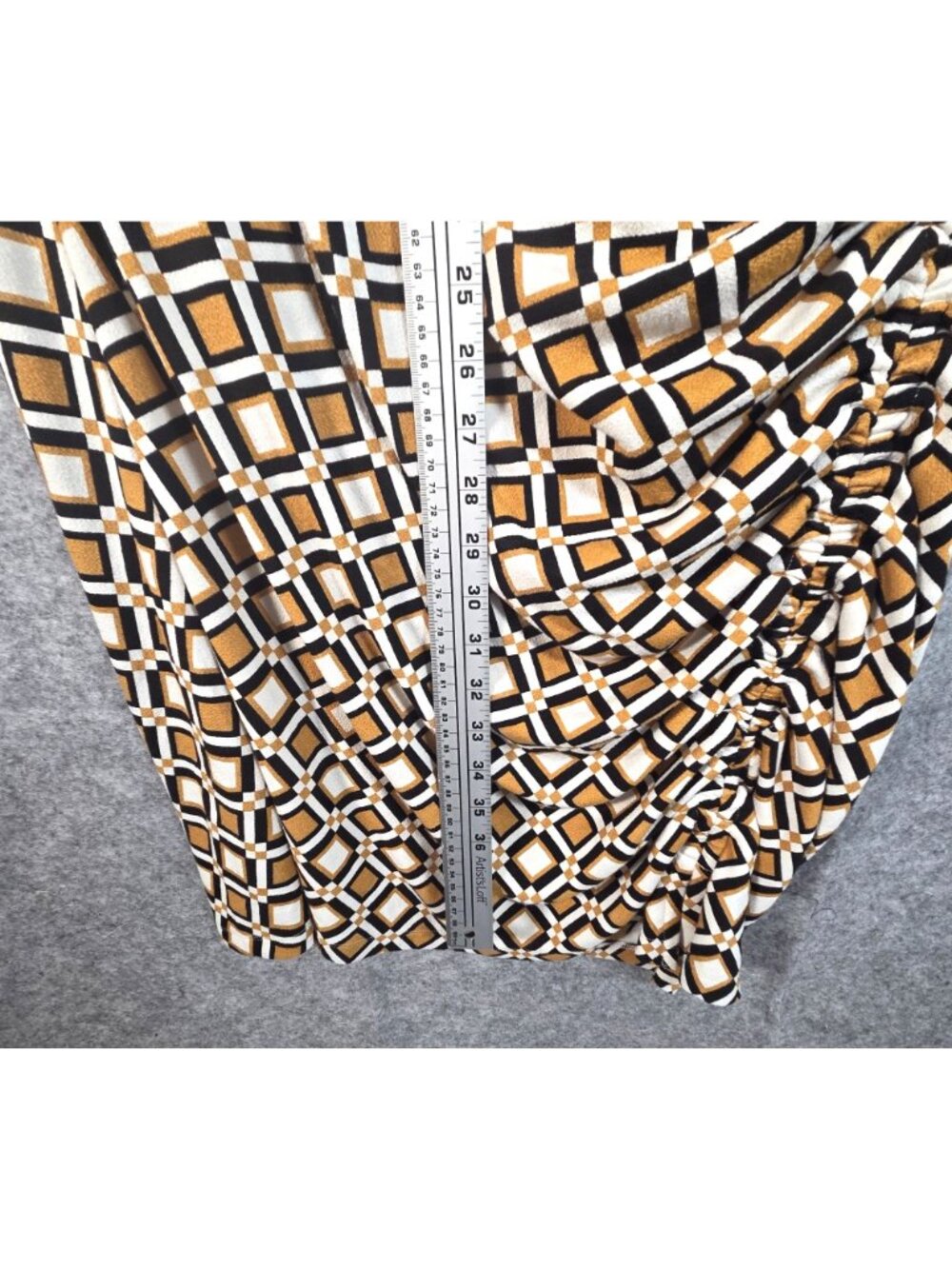 By Anthropologie The Maya Ruched Cowl Neck Dress 2X Geometric Plus Size Boho - Picture 6 of 10